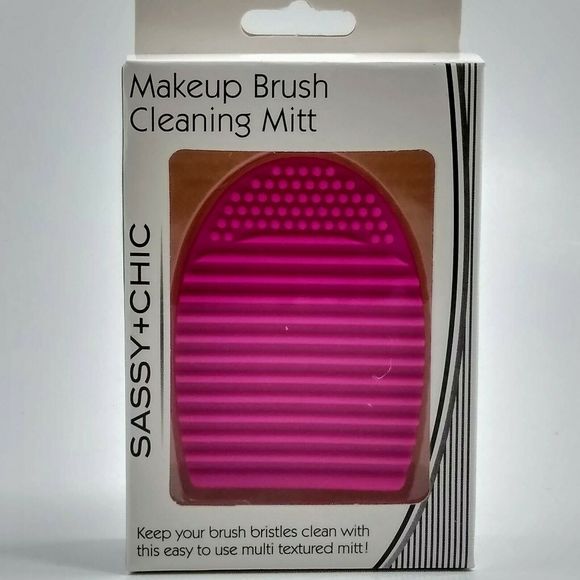 Silicon Makeup Brush Cleaning Mitt Set 2 Pink Teal - Picture 3 of 5
